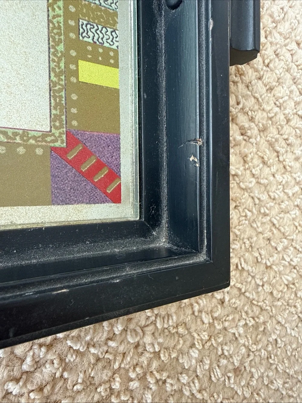 Simbatco Decorative Mirrored Tray - Black Frame with Multicolor Accents